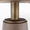 Macro detail shot showcasing the smooth natural wood grain and organic silhouette of the tapered pedestal base