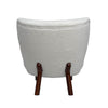 Direct back view of the Mellow club chair showing the clean lines of the white upholstery