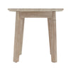 Straight-on front view showcasing the clean architectural lines and balanced silhouette of the oak side table