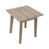 High-angle perspective view highlighting the smooth square tabletop and the sturdy symmetrical tapered legs