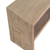 Close-up shot focusing on the seamless waterfall edge joinery and the rich organic grain of the natural mango wood