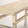 Top-down view highlighting the unique organic wood grain and textured surface of the light natural finish