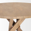 Close-up shot focusing on the smooth circular tabletop edge and the seamless joinery where the interlocking legs meet