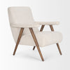 Low-angle shot focusing on the high-quality dark-stained tapered wood legs and lower frame