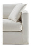 Close-up armrest detail of Niels sofa showing soft fabric and clean lines