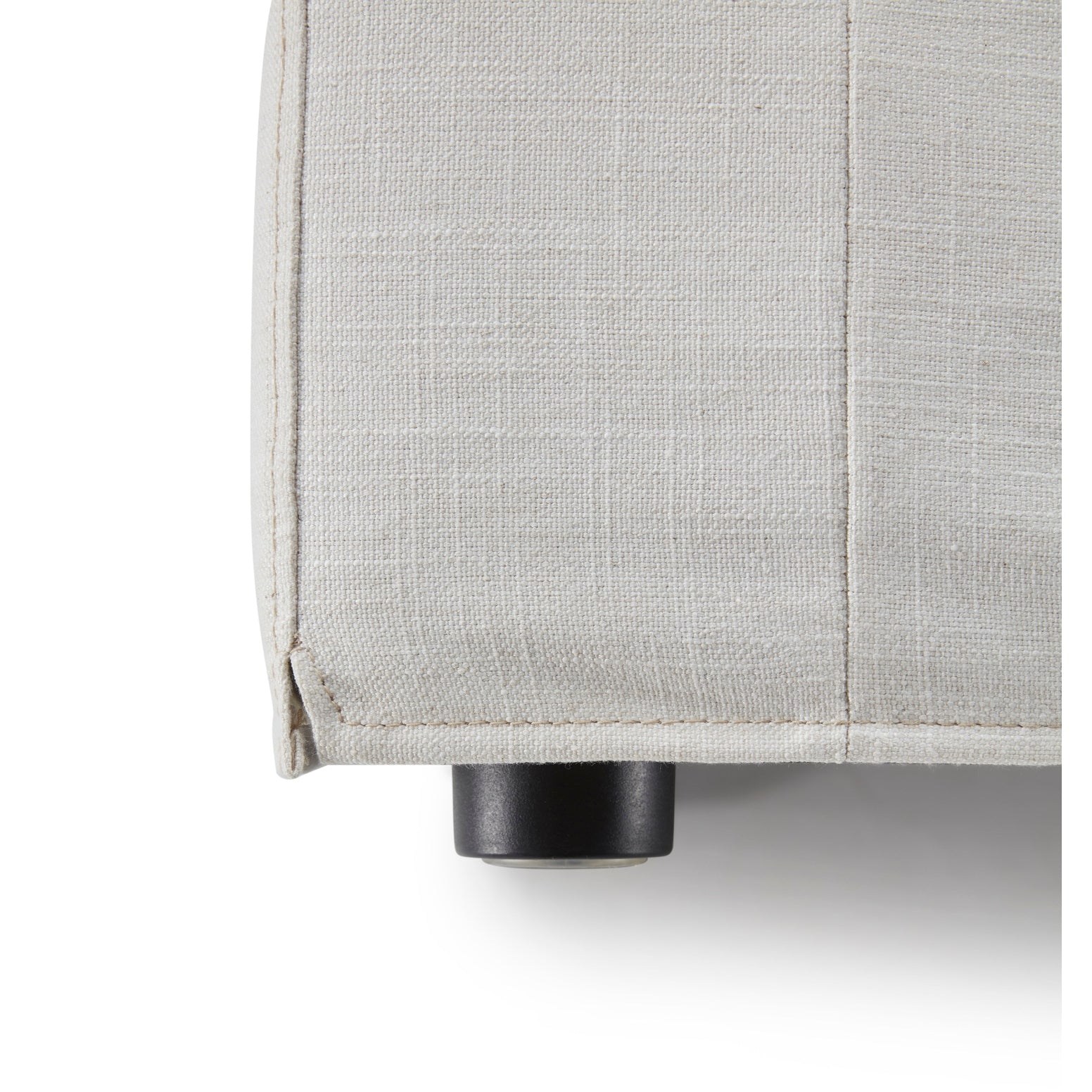 Niels sofa front view in light fabric with modern sleek design and plush cushions