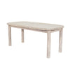 Three-quarter perspective view of the Oasis extension dining table in a natural oak finish featuring rounded edges and thick cylindrical legs