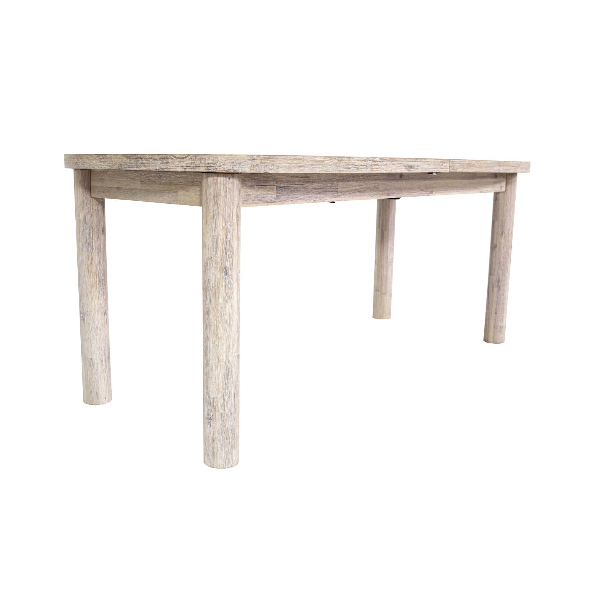 Straight-on side profile view highlighting the smooth oval tabletop and architectural wood construction