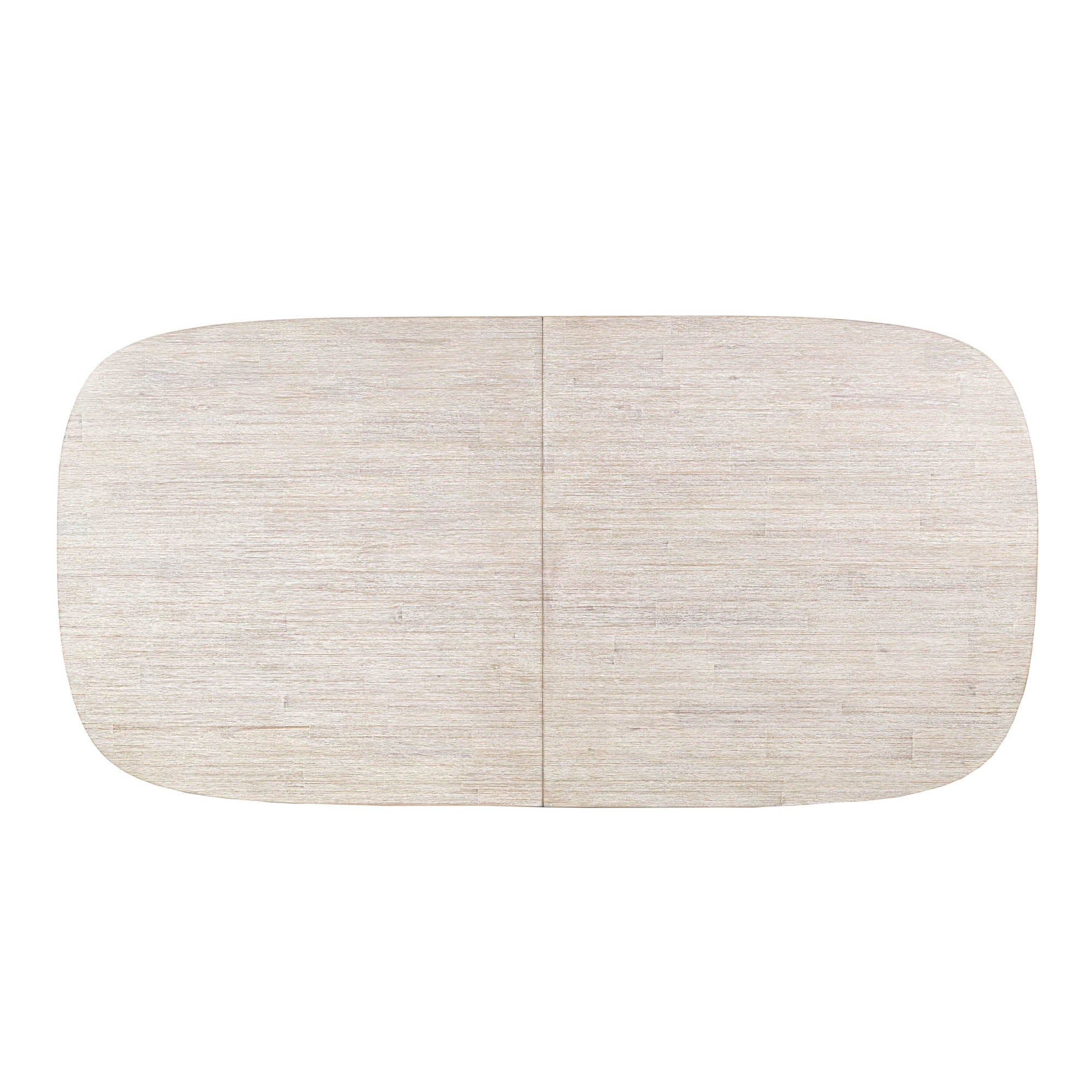 Straight-on side profile view highlighting the smooth oval tabletop and architectural wood construction
