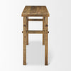 Side view detail focusing on the exposed peg joinery and the natural texture of the mango wood side support frame