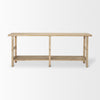 High-angle perspective showcasing the warm, light-reflecting qualities of the natural mango wood finish