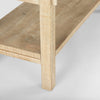 Macro shot showcasing the fine vertical grain and light-toned character of the sustainably sourced mango wood