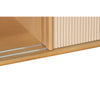 Close-up shot focusing on the smooth-gliding bottom track mechanism for the vertical fluted sideboard doors