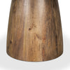 Close-up shot of the upper portion of the mango wood pedestal base highlighting the natural craftsmanship