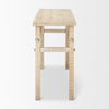 Close-up shot focusing on the sturdy vertical leg construction and the smooth natural finish of the mango wood