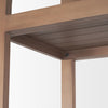 Macro shot highlighting the structural underside of a shelf and the secure mounting hardware within the wood frame