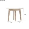 Product view highlighting the 19.6 inch width and 19.6 inch height dimensions of the square wood accent table