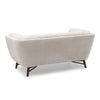Rear perspective of the Stella Loveseat highlighting the architectural wooden support frame