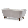 Left side profile view emphasizing the ergonomic slope of the Stella Loveseat backrest