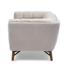 Wide front-angle shot of the Stella Loveseat in a bright minimalist setting