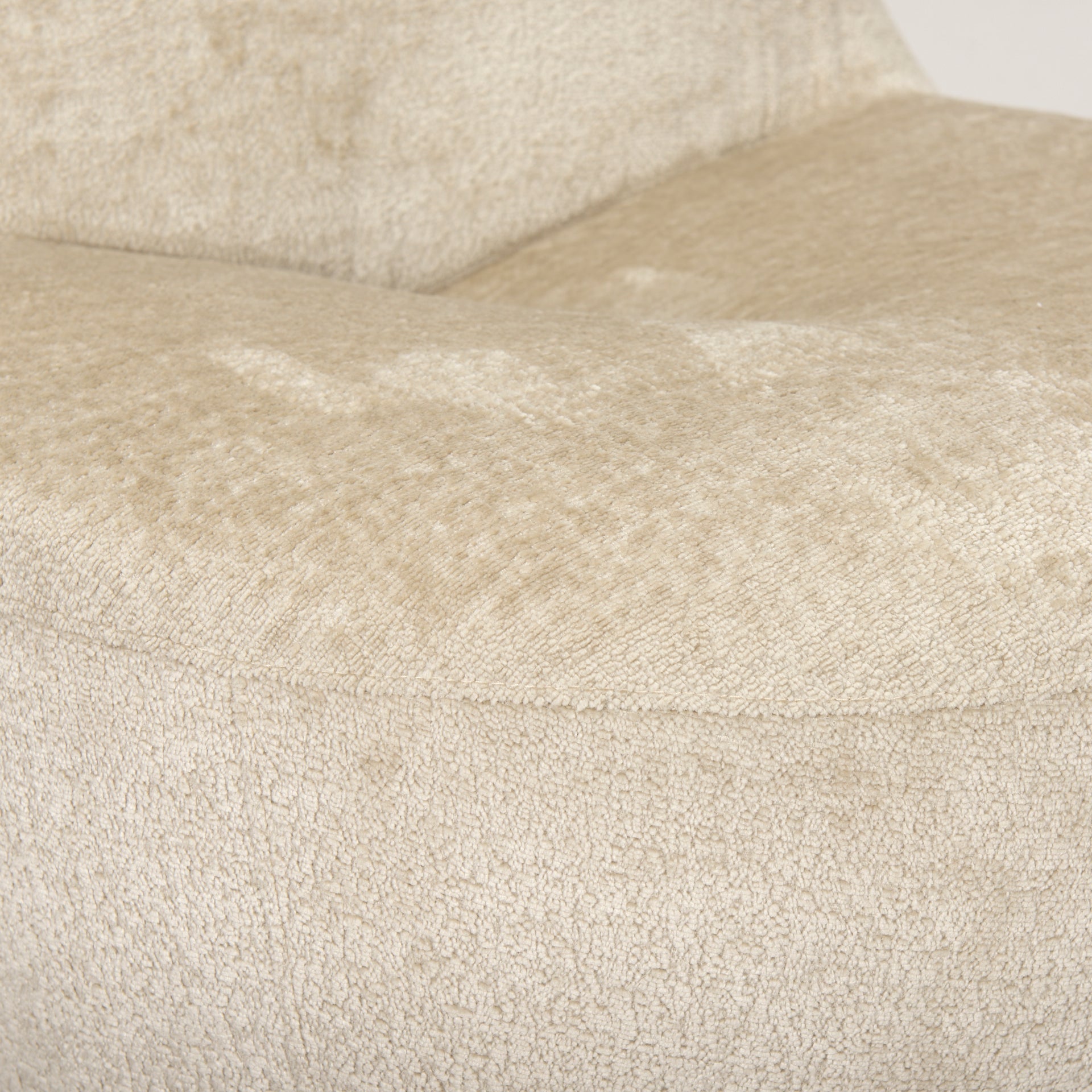 Front view of the Beverly high-back accent chair in oatmeal bouclé fabric with a sculptural pebble silhouette.