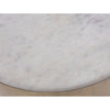 Close-up top view focusing on the smooth polished surface and natural organic veining of the white marble top