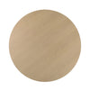 Overhead bird's-eye view showcasing the expansive circular tabletop and the natural seamless wood grain pattern